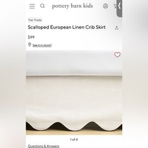 Pottery Barn Kids White Scalloped Crib Skirt